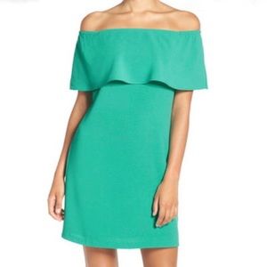 Charles Henry Green Off the Shoulder Dress